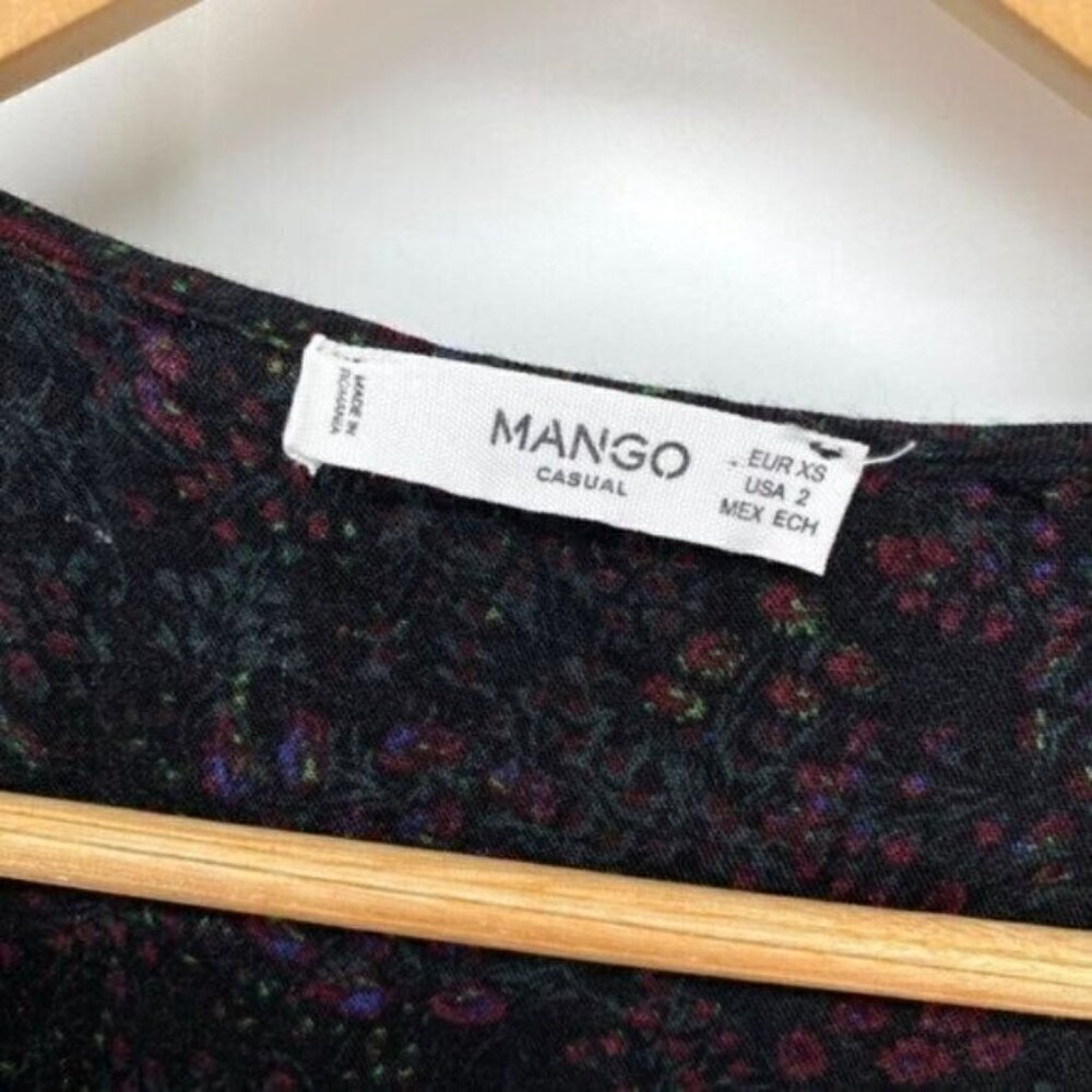 Mango Sheer Black Boho Floral Peasant Blouse - Picture 3 of 8